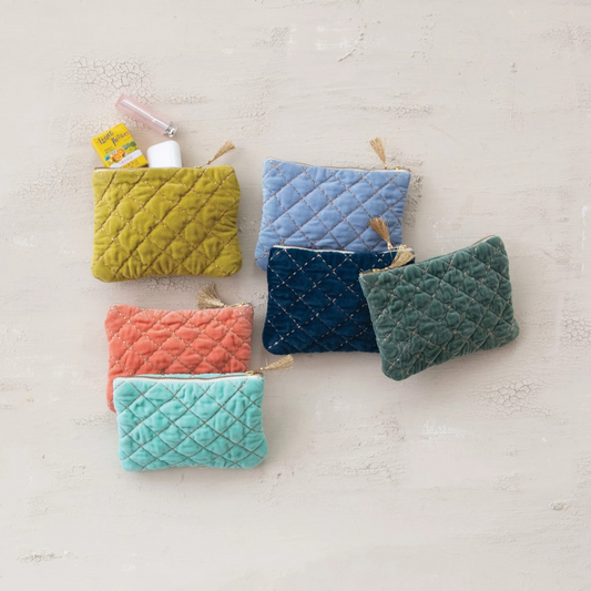 Quilted Cotton Velvet Pouch