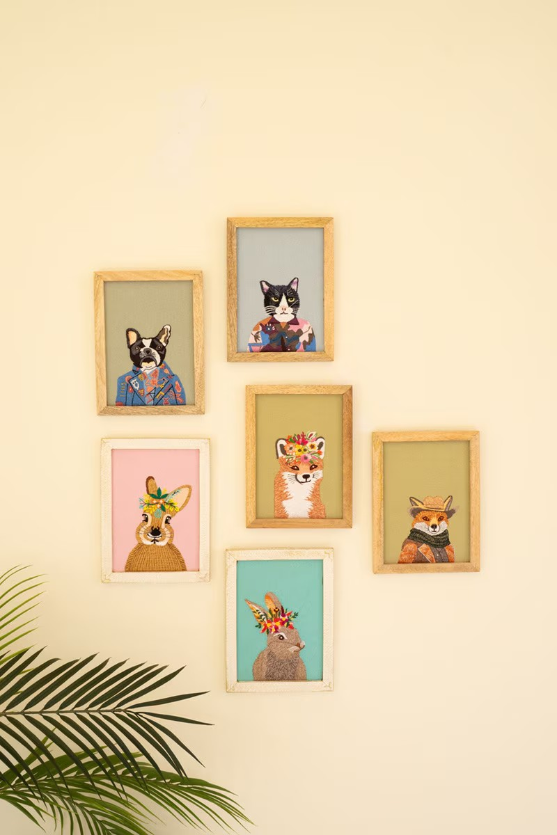 Framed Embroidered Rabbits