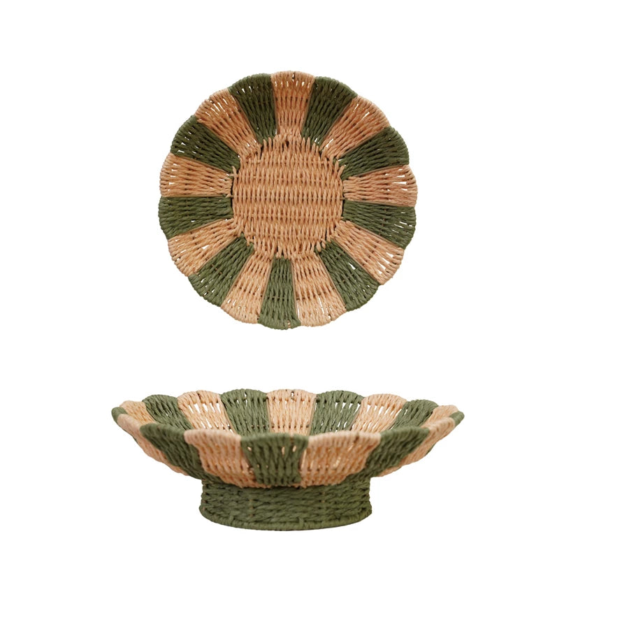 Decorative Woven Striped Footed Bowl
