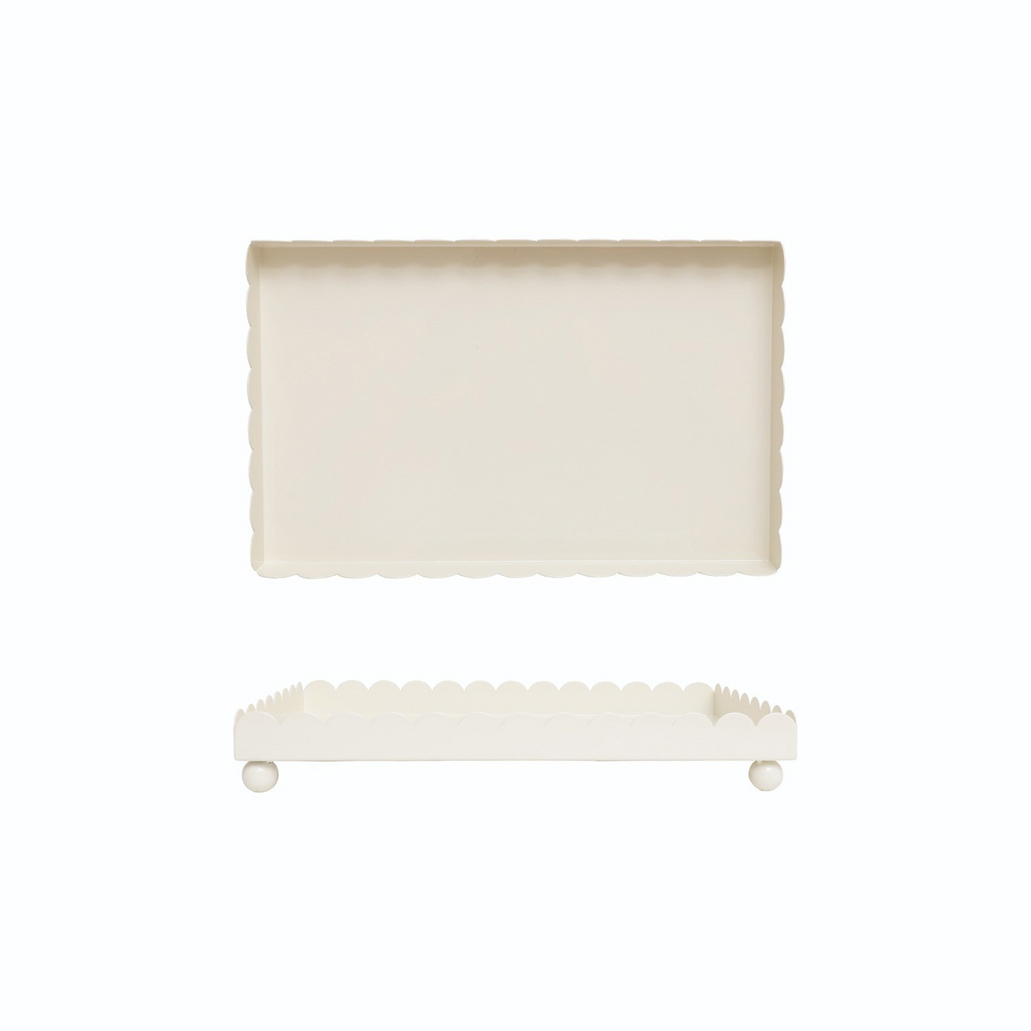 White Scallop Metal Tray