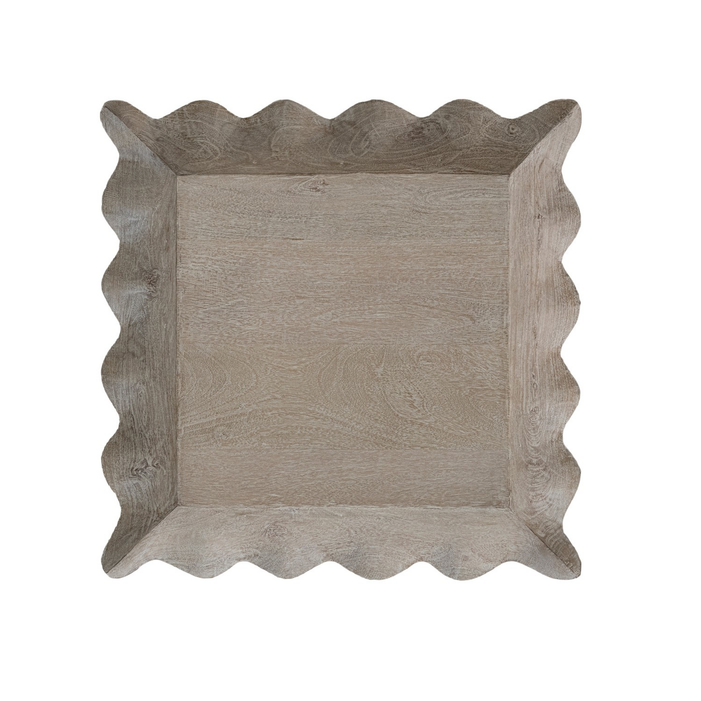 Square Wood Scalloped Tray