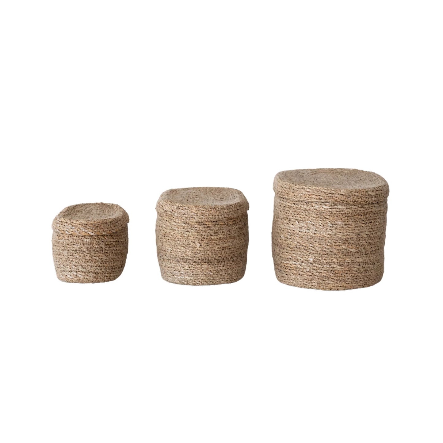Seagrass Basket w/ Lid set/3