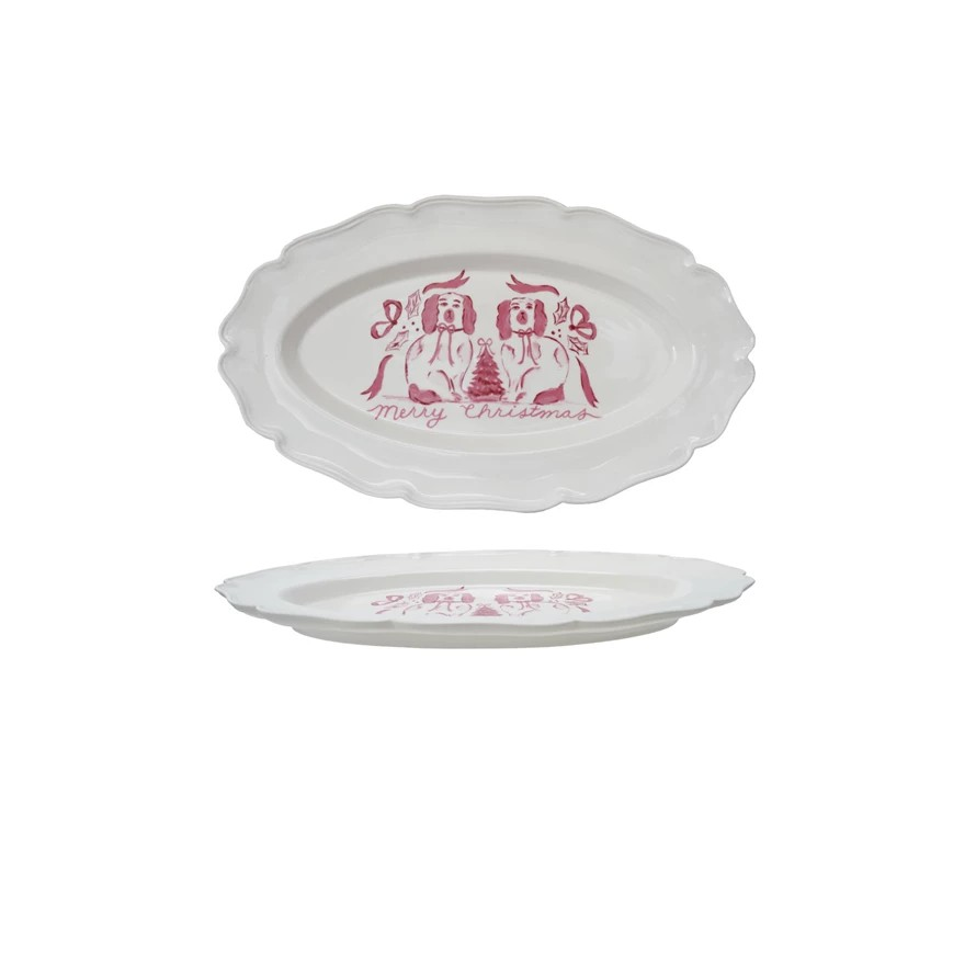 Pink Staffordshire Scalloped Platter