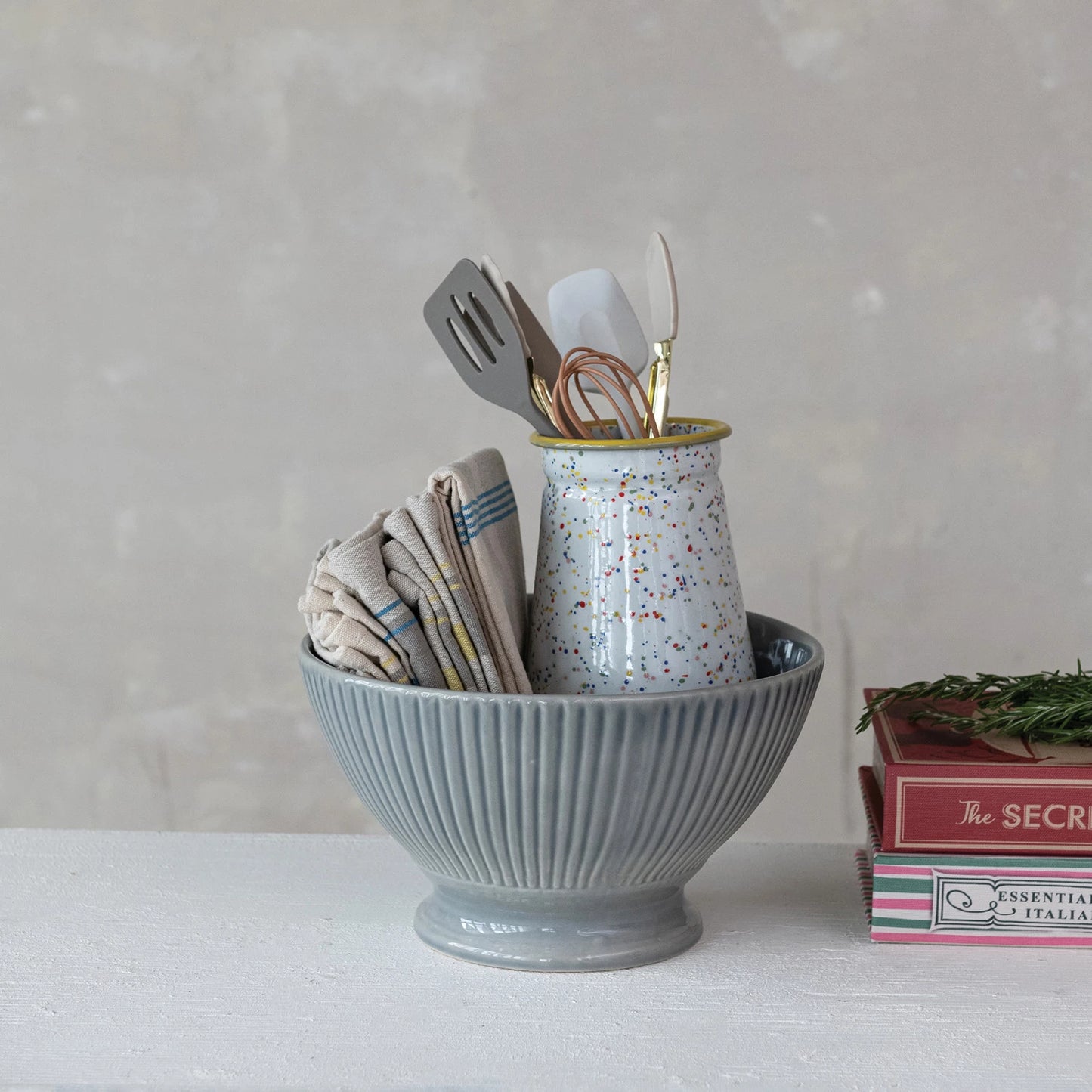 Stoneware Fluted Bowl
