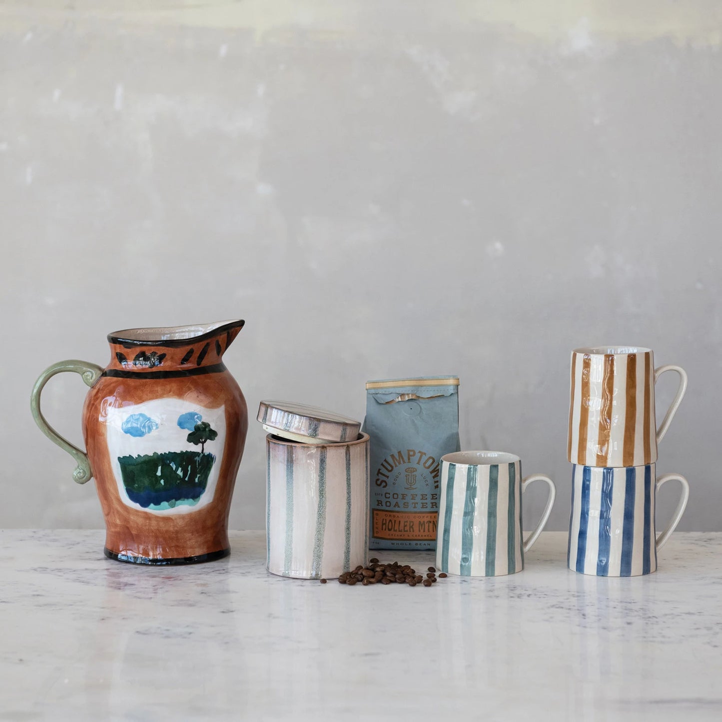 Hand-Painted Striped Mug