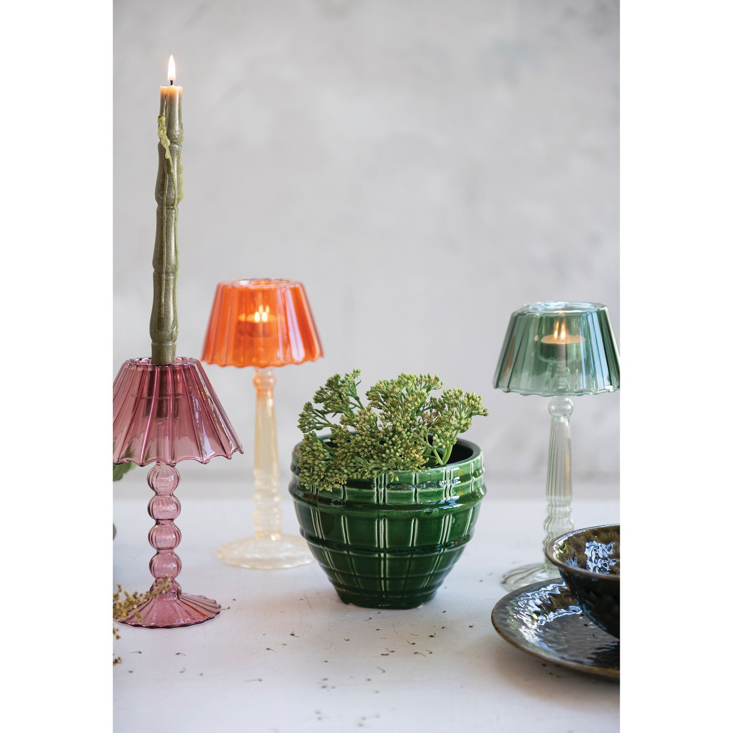 Glass Ribbed Table Tealight