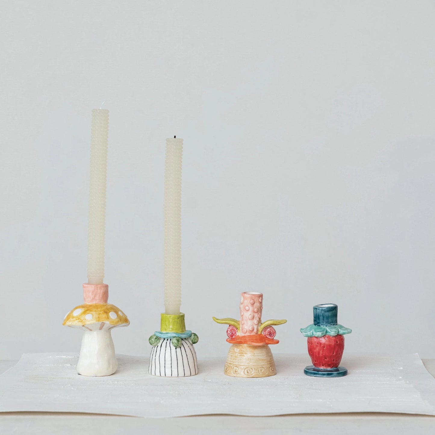 Eclectic Stoneware Taper Holders