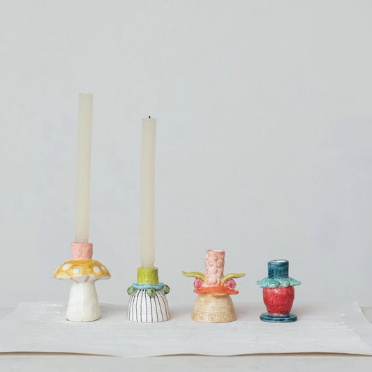 Eclectic Stoneware Taper Holders
