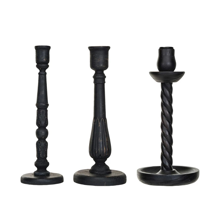 Distressed Black Tapers