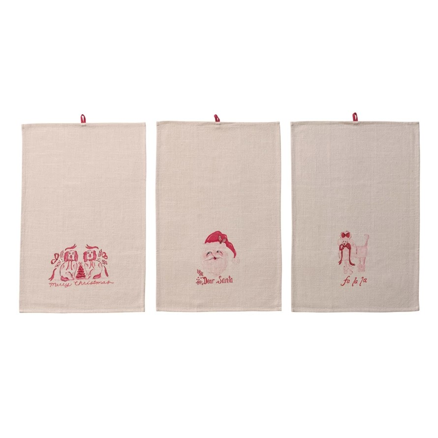 Pink Holiday Tea Towel
