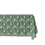 Green Block Print Cotton Tablecloth