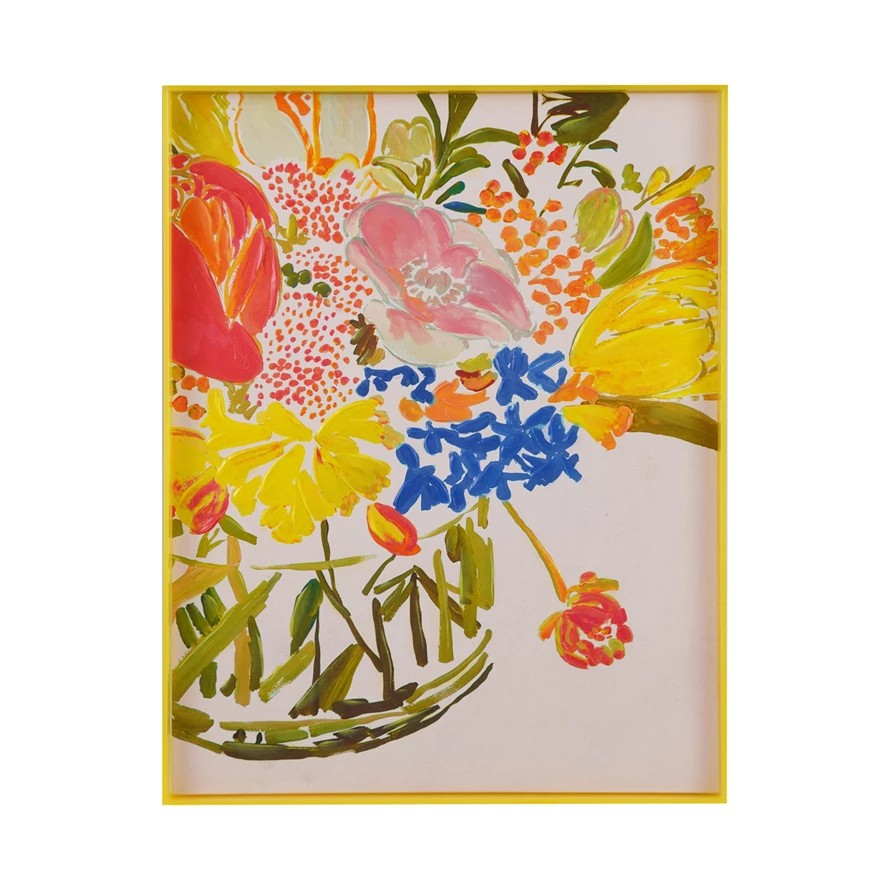 Yellow Box Framed Acrylic Floral Painting