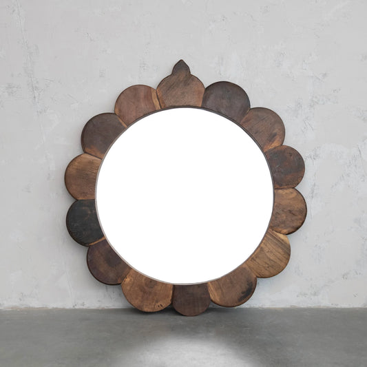 Wood Scalloped Mirror