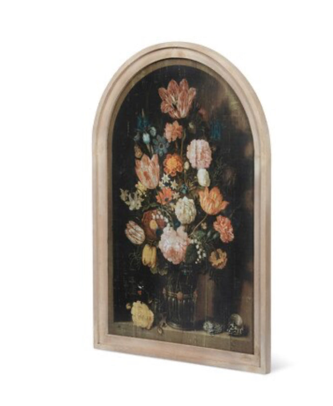 Arched Wood W/ Floral Print