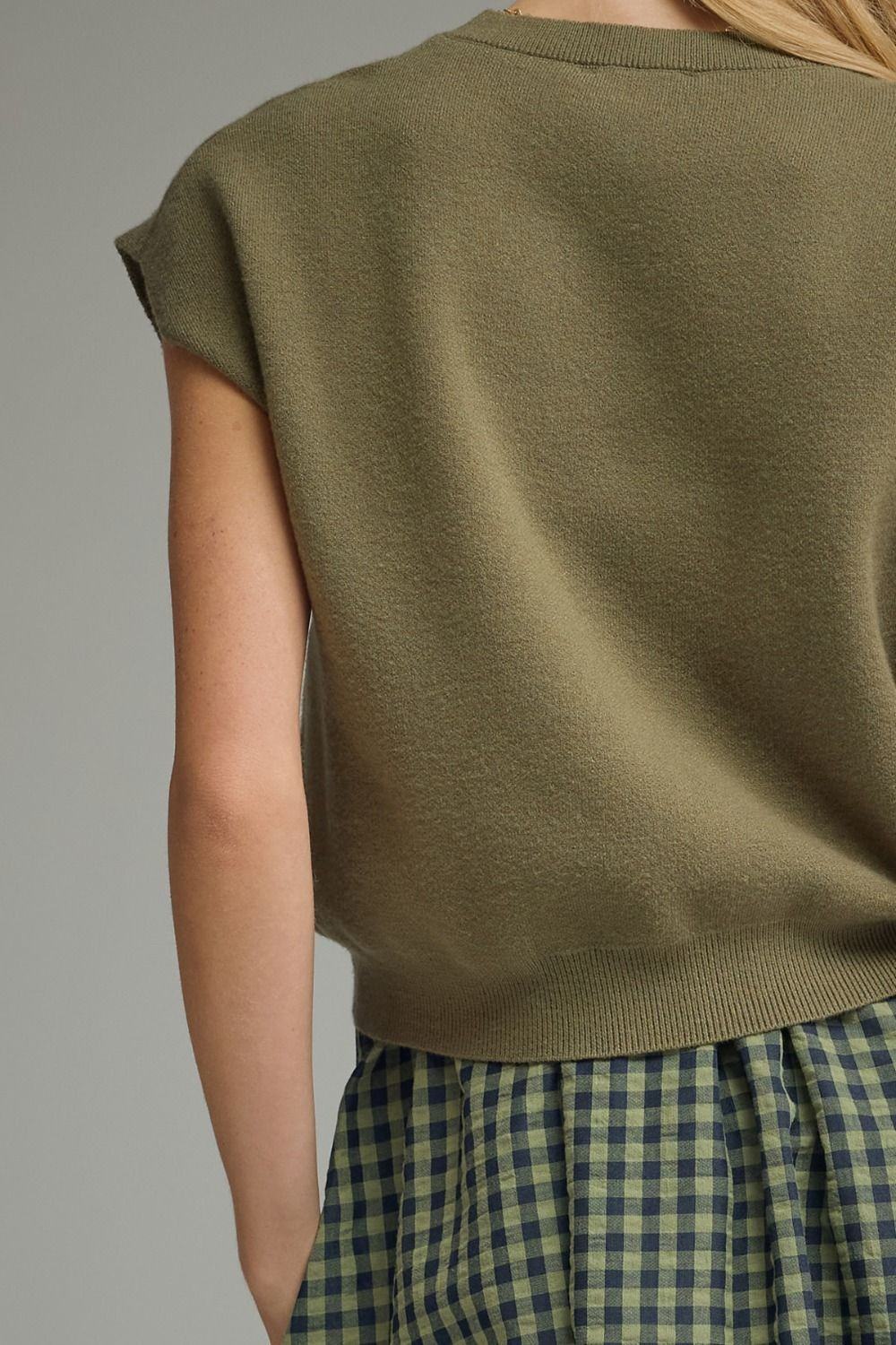 Tobacco or Olive Check Dress