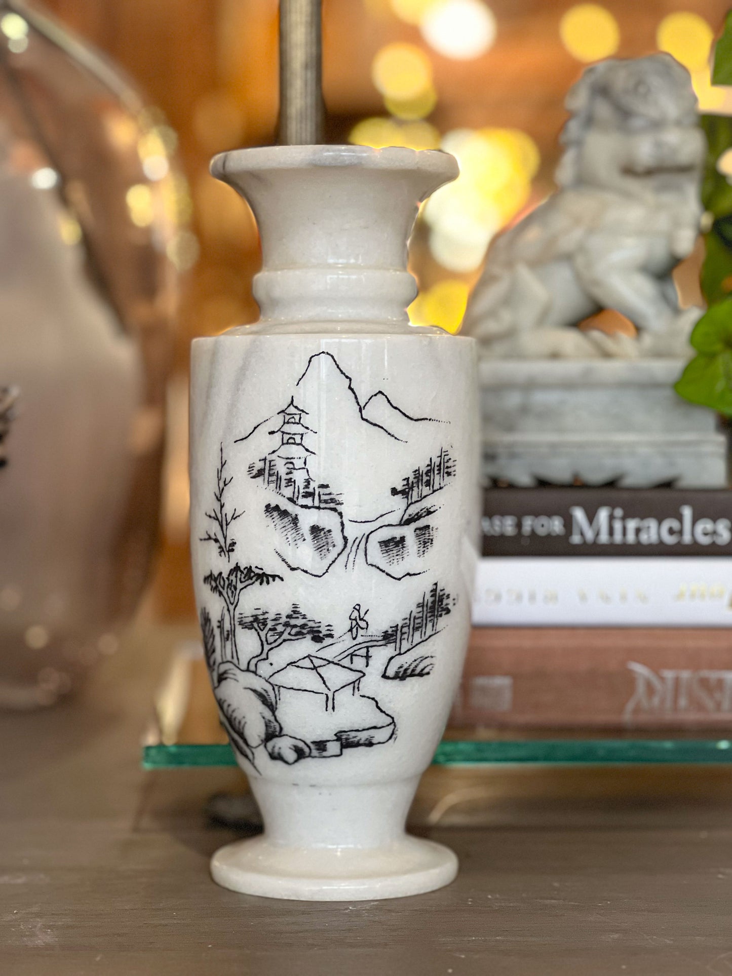 Vintage Etched Marble Vase