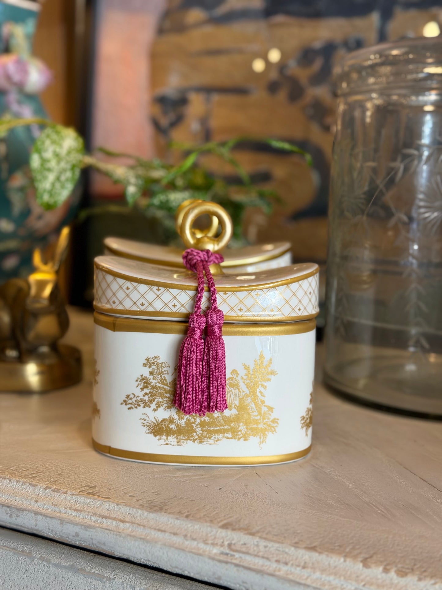 Rhubarb Pear Candle Toile Container