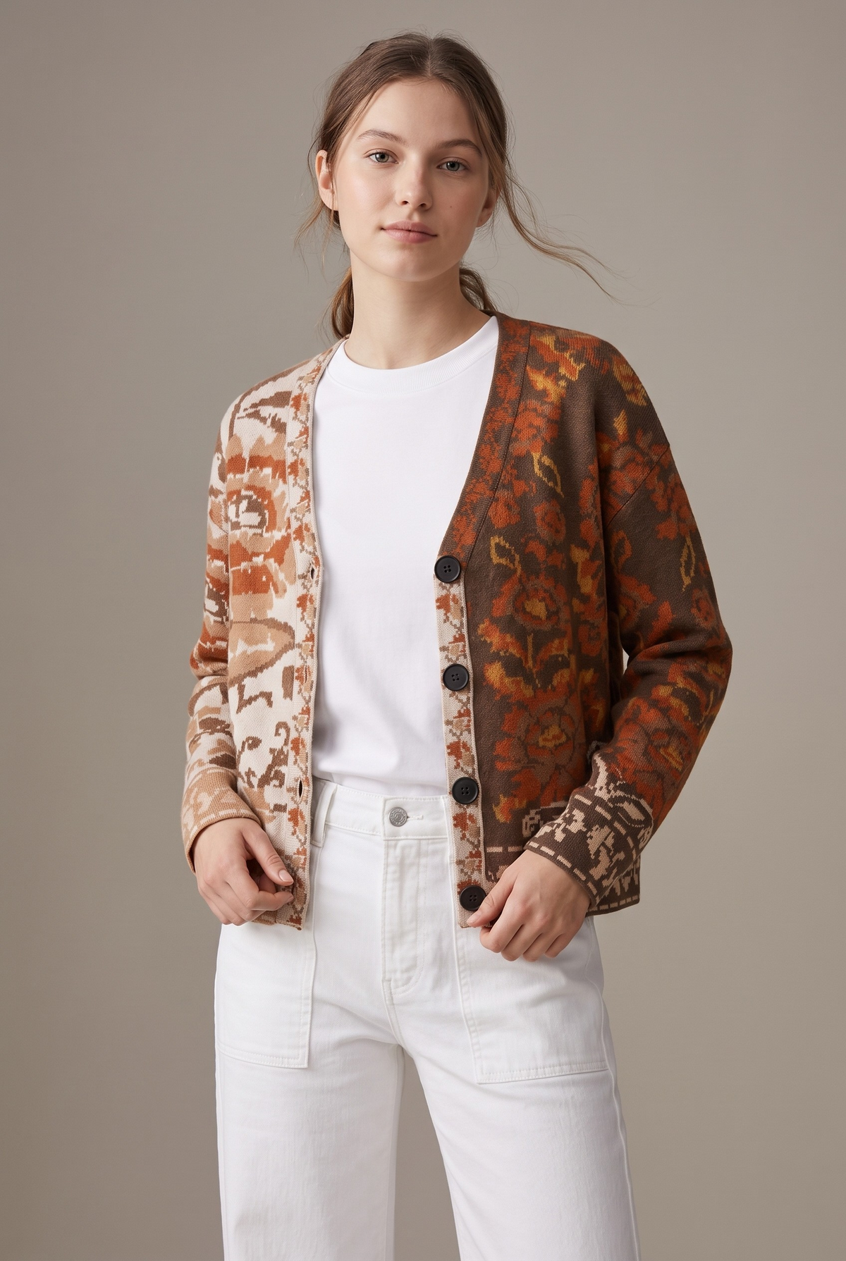 Terracotta Mixed Floral Cardigan