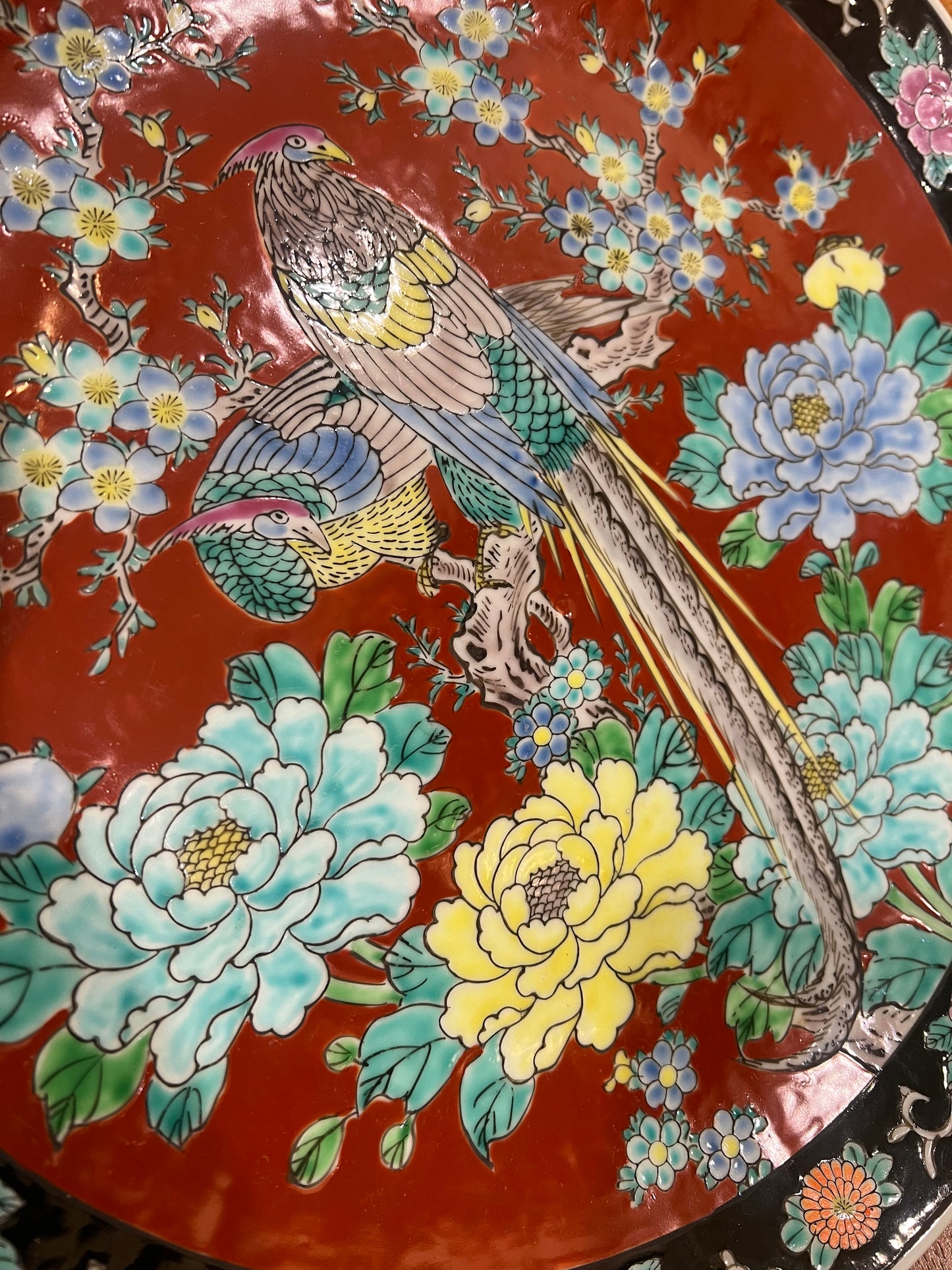Antique Hand Painted Japanese Serving Platter