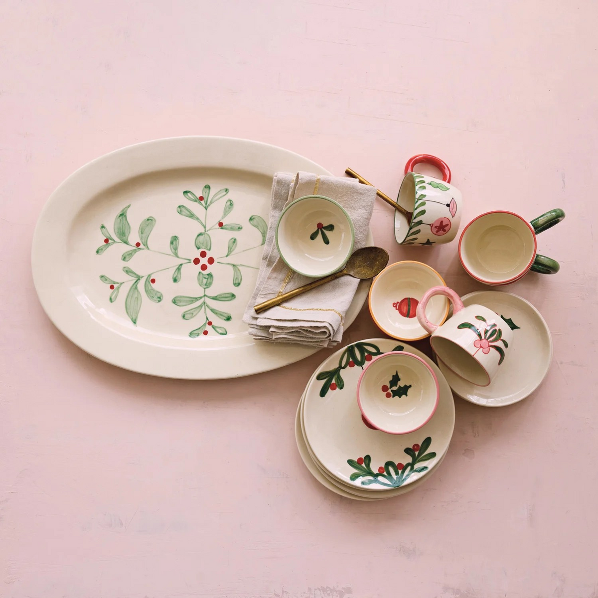 Hand-painted Mistletoe Platter