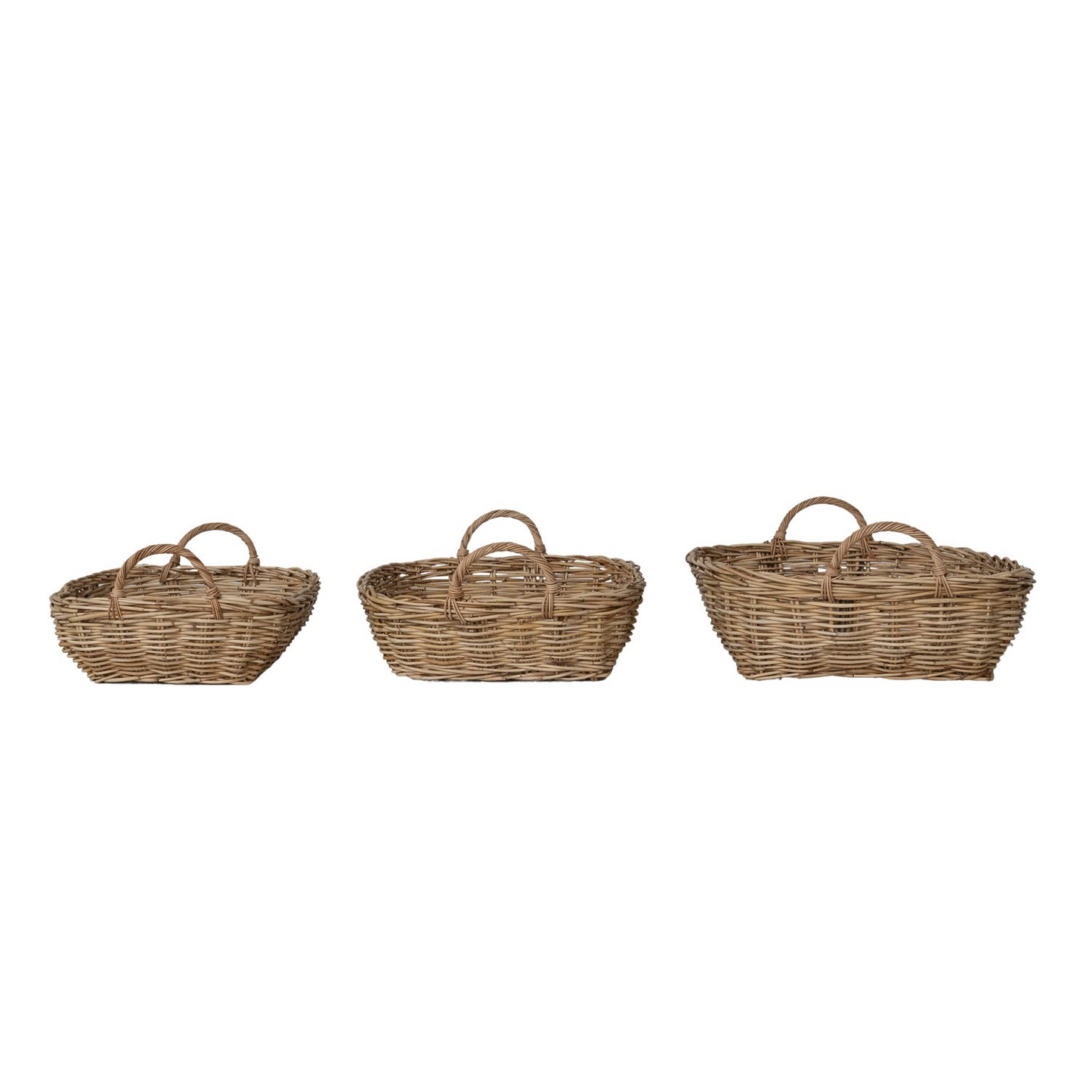 Hand-Woven Rattan Basket with Handles