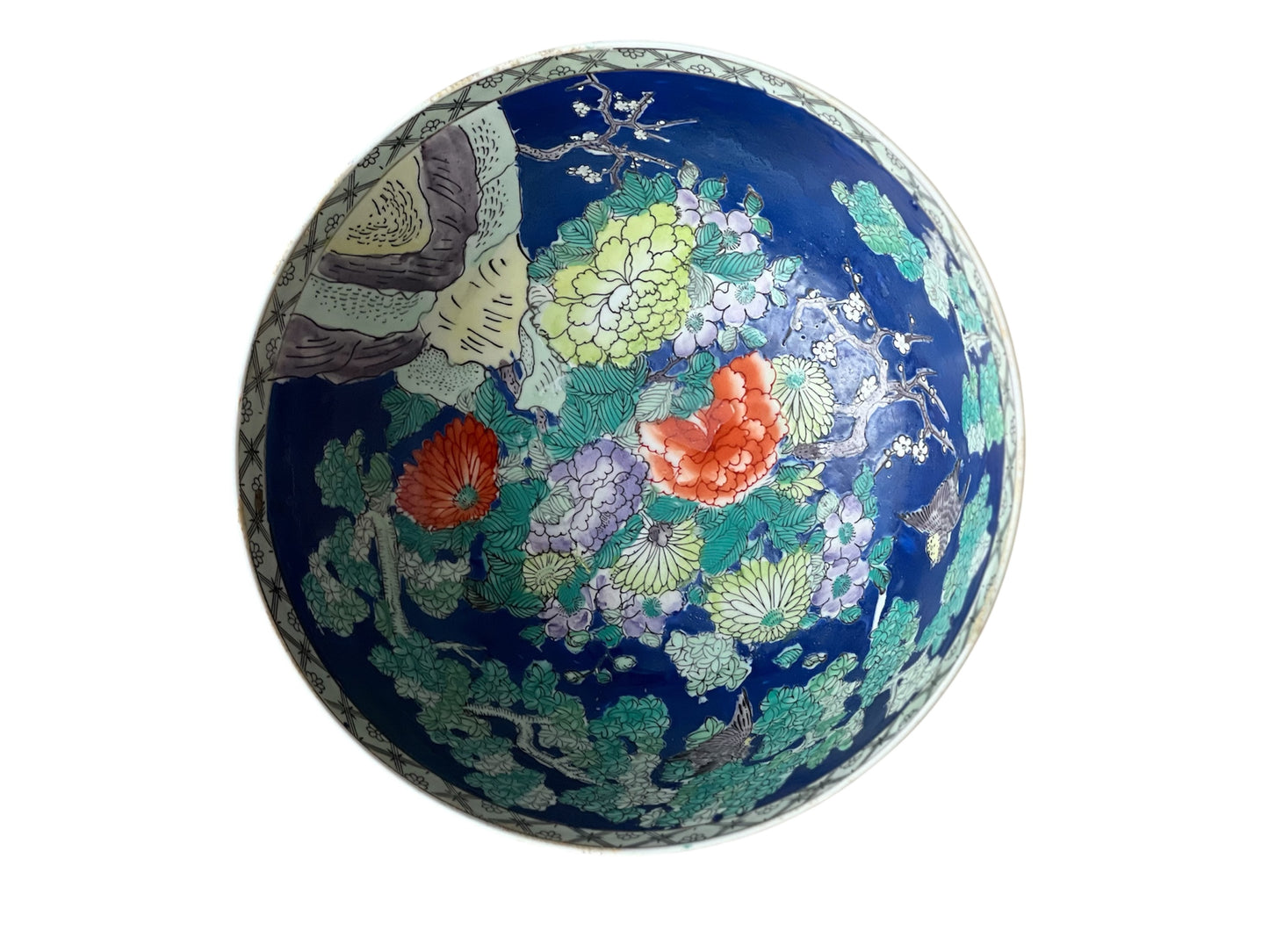 Vintage Blue Floral Famille Bowl