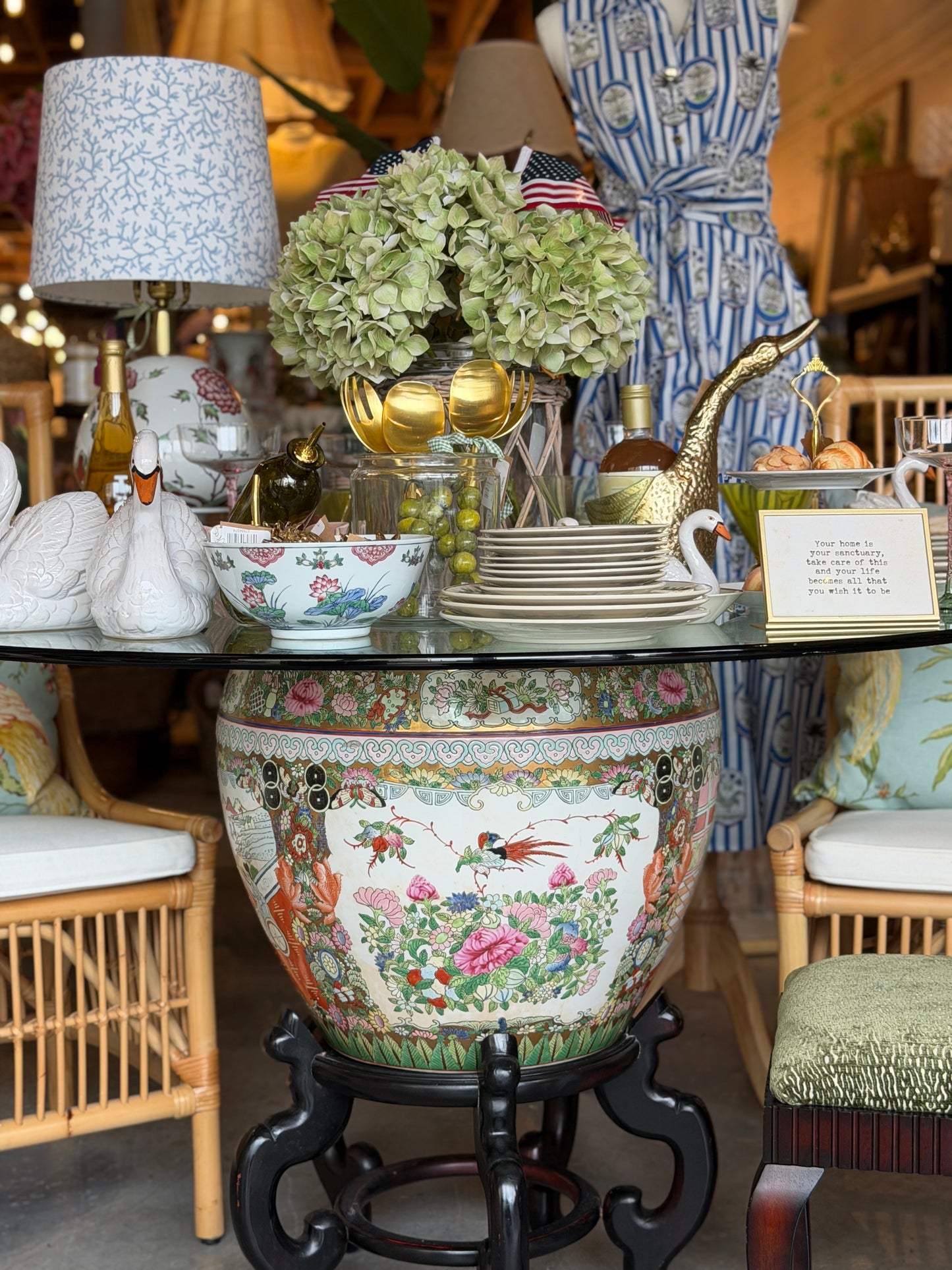 Famille Rose Medallion Porcelain Fish Bowl