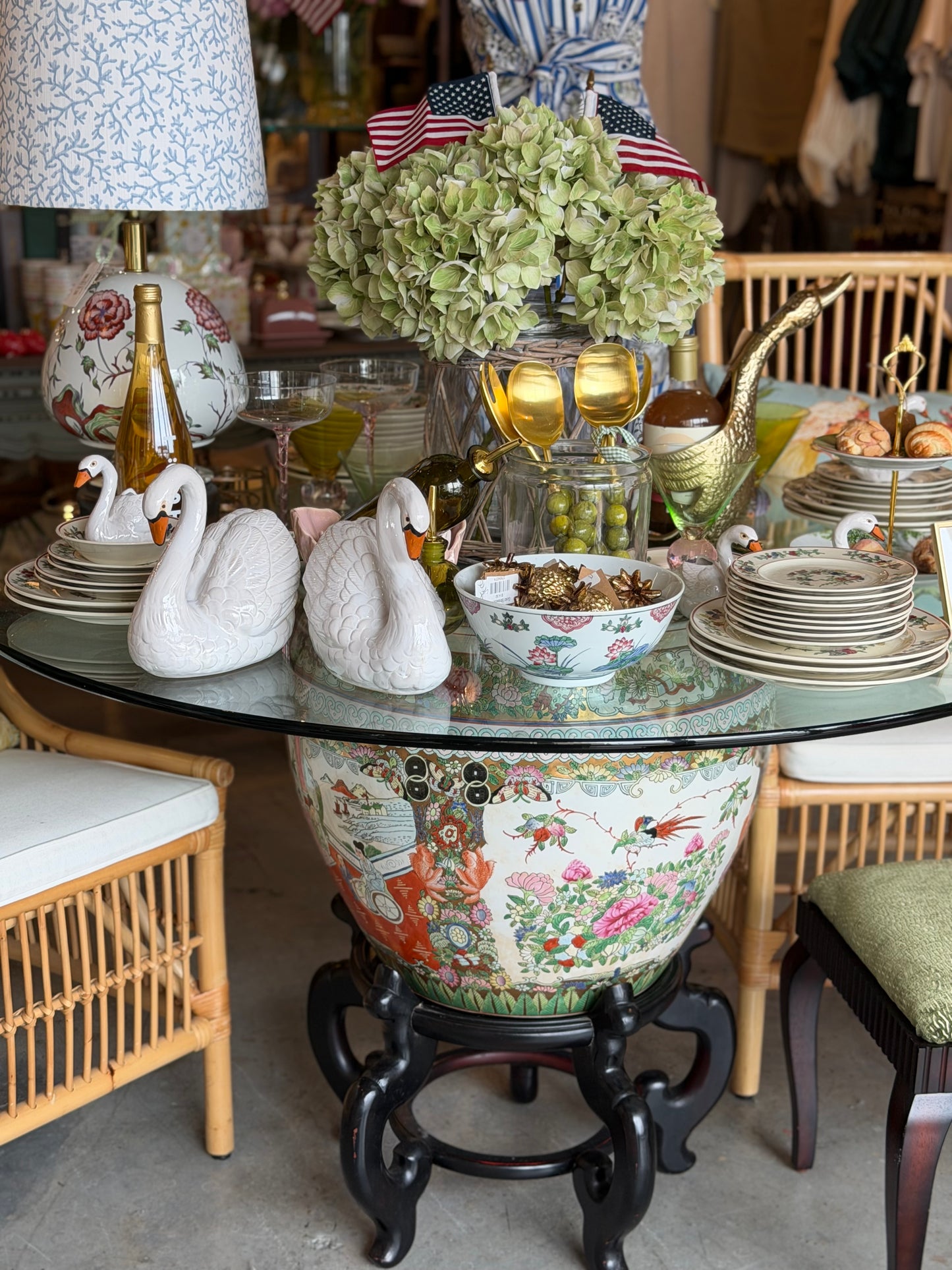 Famille Rose Medallion Porcelain Fish Bowl