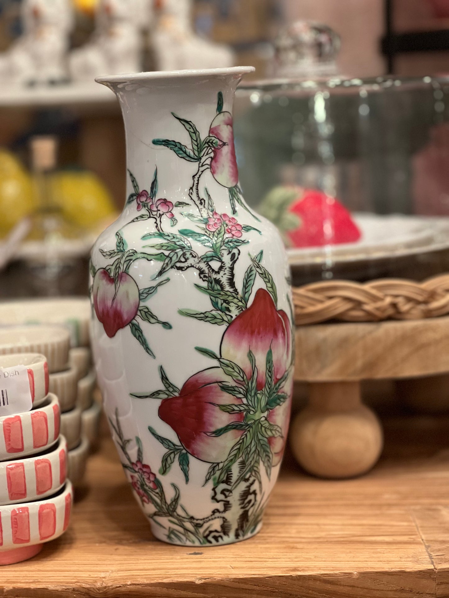 Vintage Floral & Peach Vase : As Is