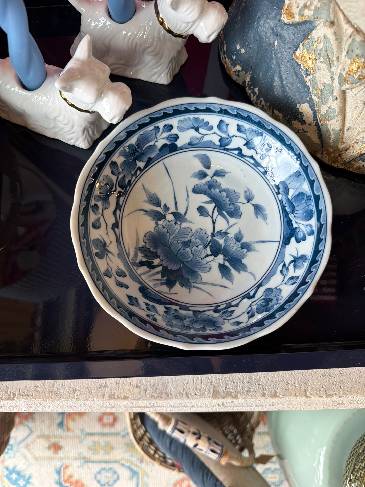 Blue and White Floral Bowl