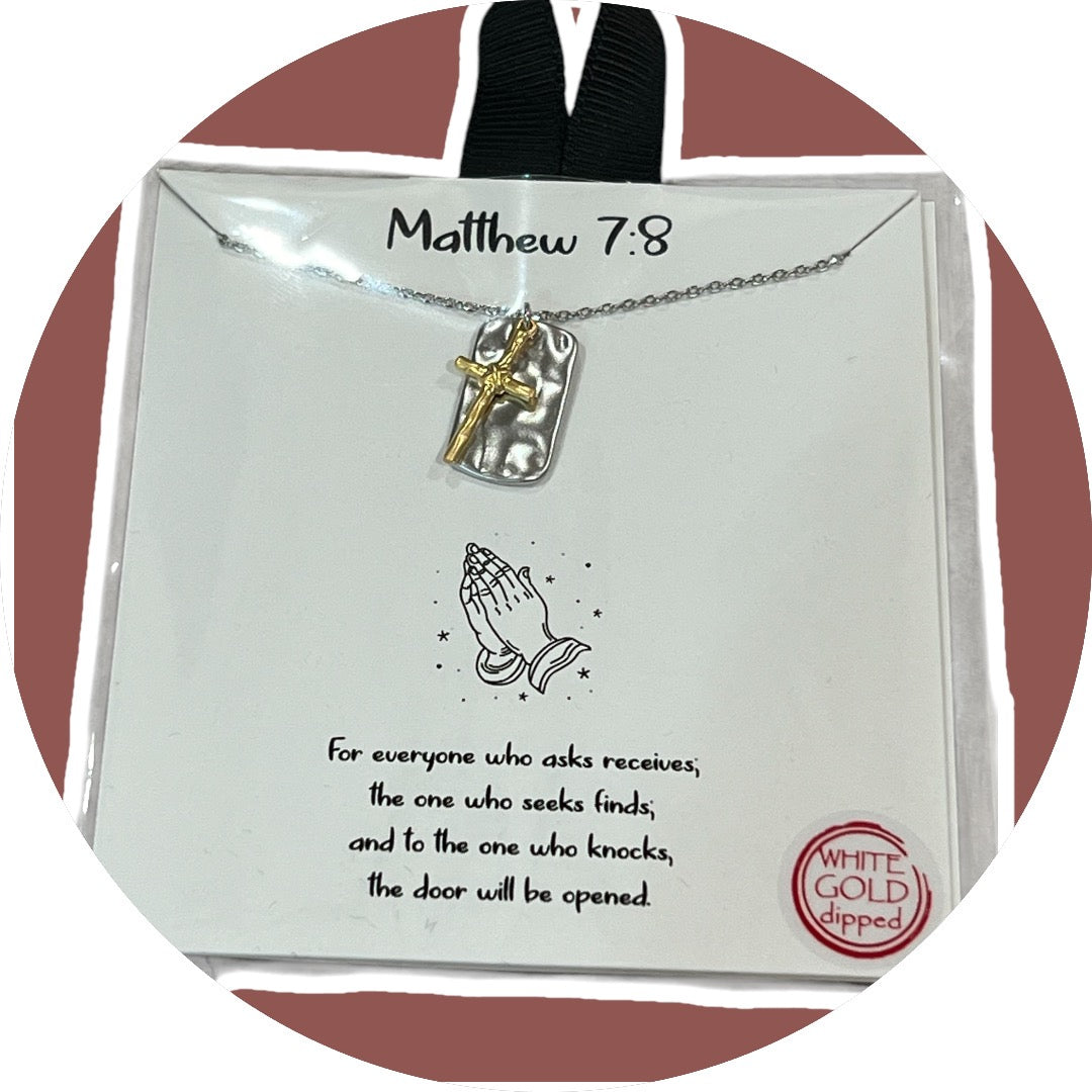 Mathew 7:8 Charm Necklace