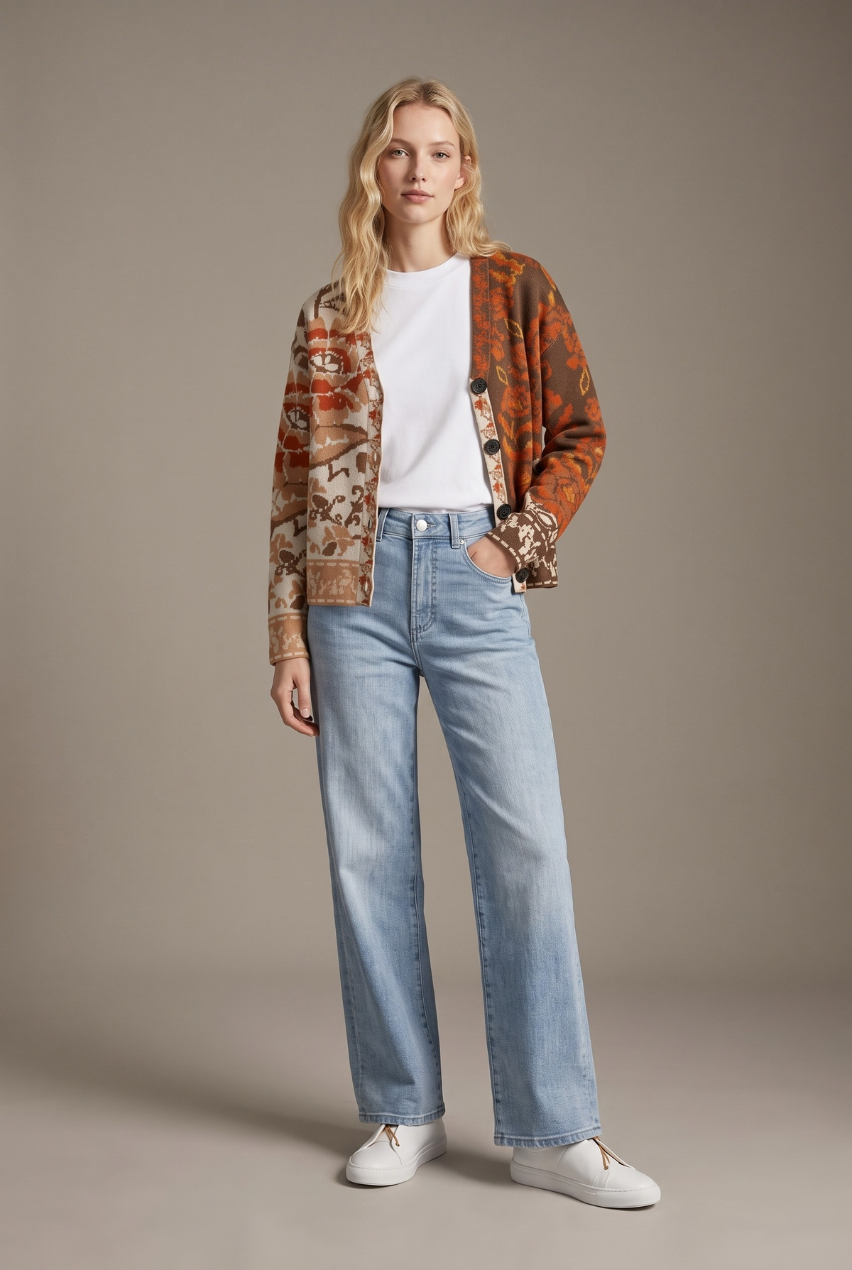 Terracotta Mixed Floral Cardigan