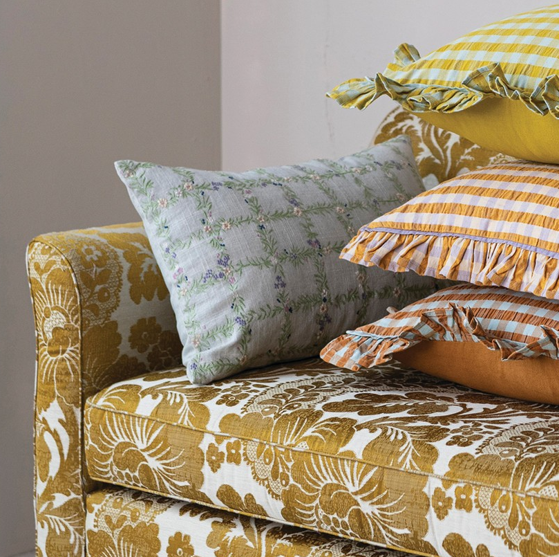 Floral Grid Lumbar Pillow