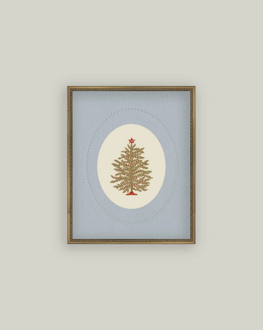 Framed Christmas Tree with Blue Mat