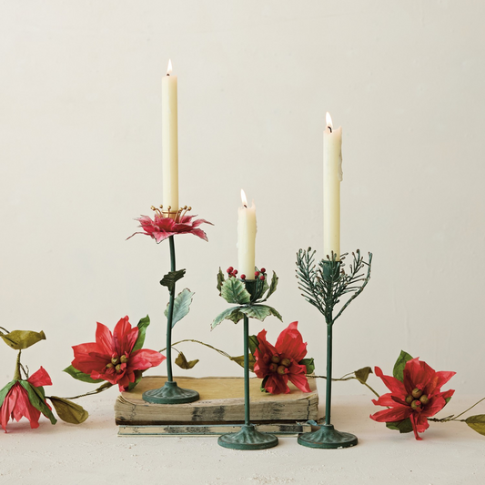 Holiday Floral Candlestick Holder