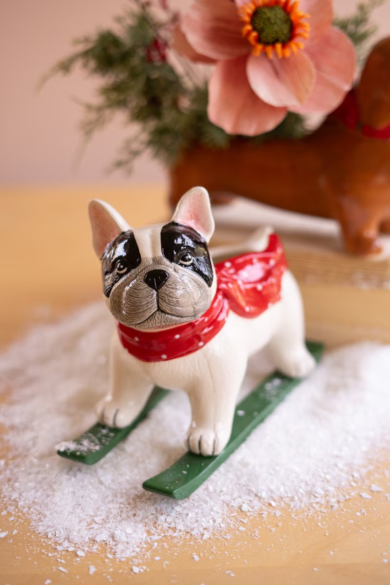 Skiing Dog Planter