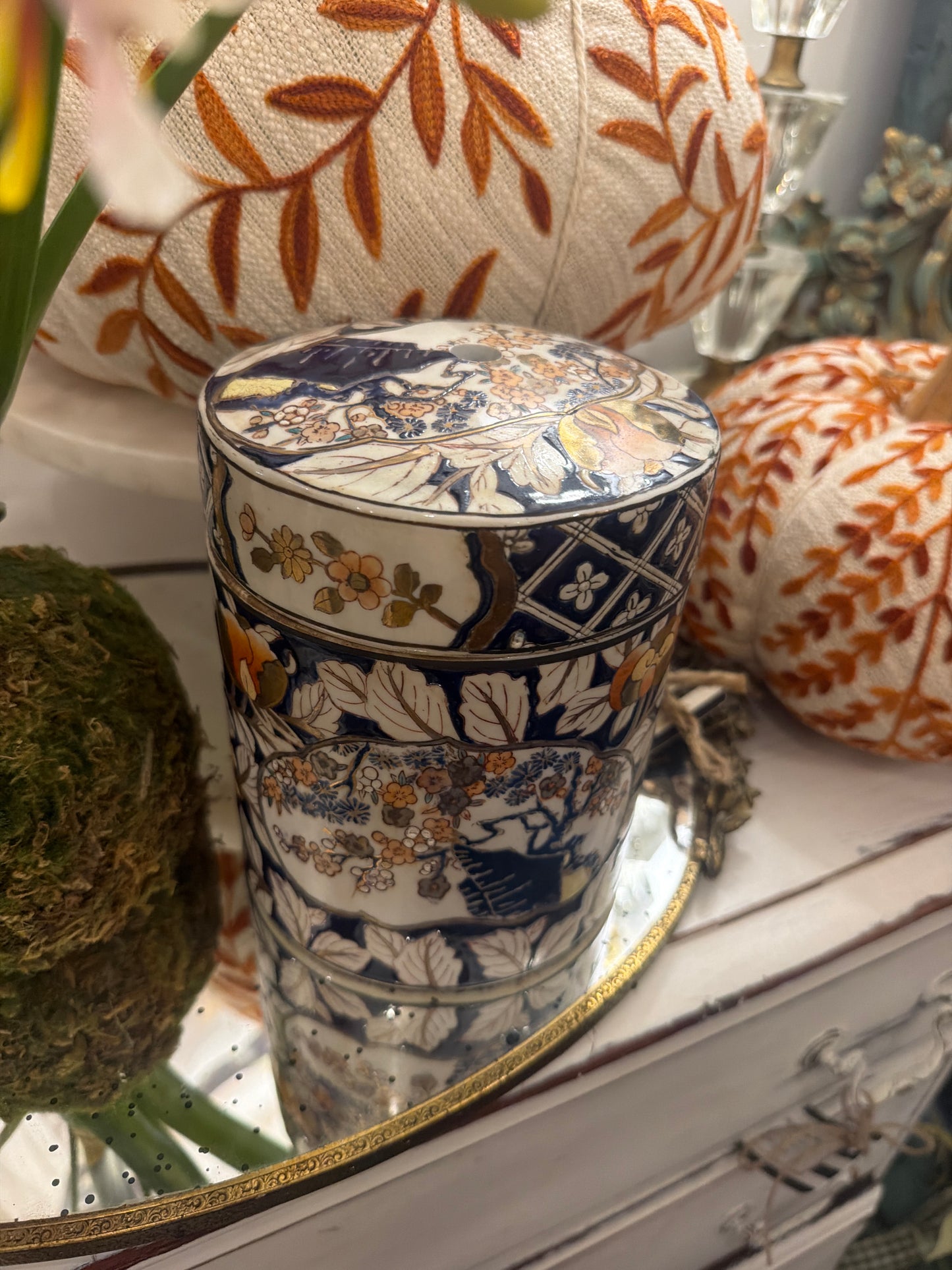Vintage Blue Chinois Jar