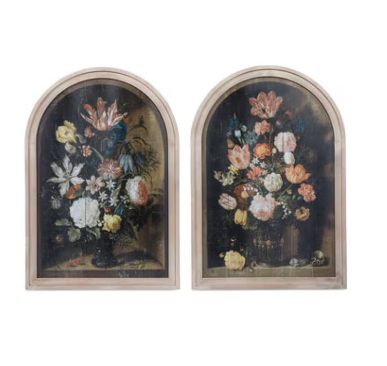 Arched Wood W/ Floral Print