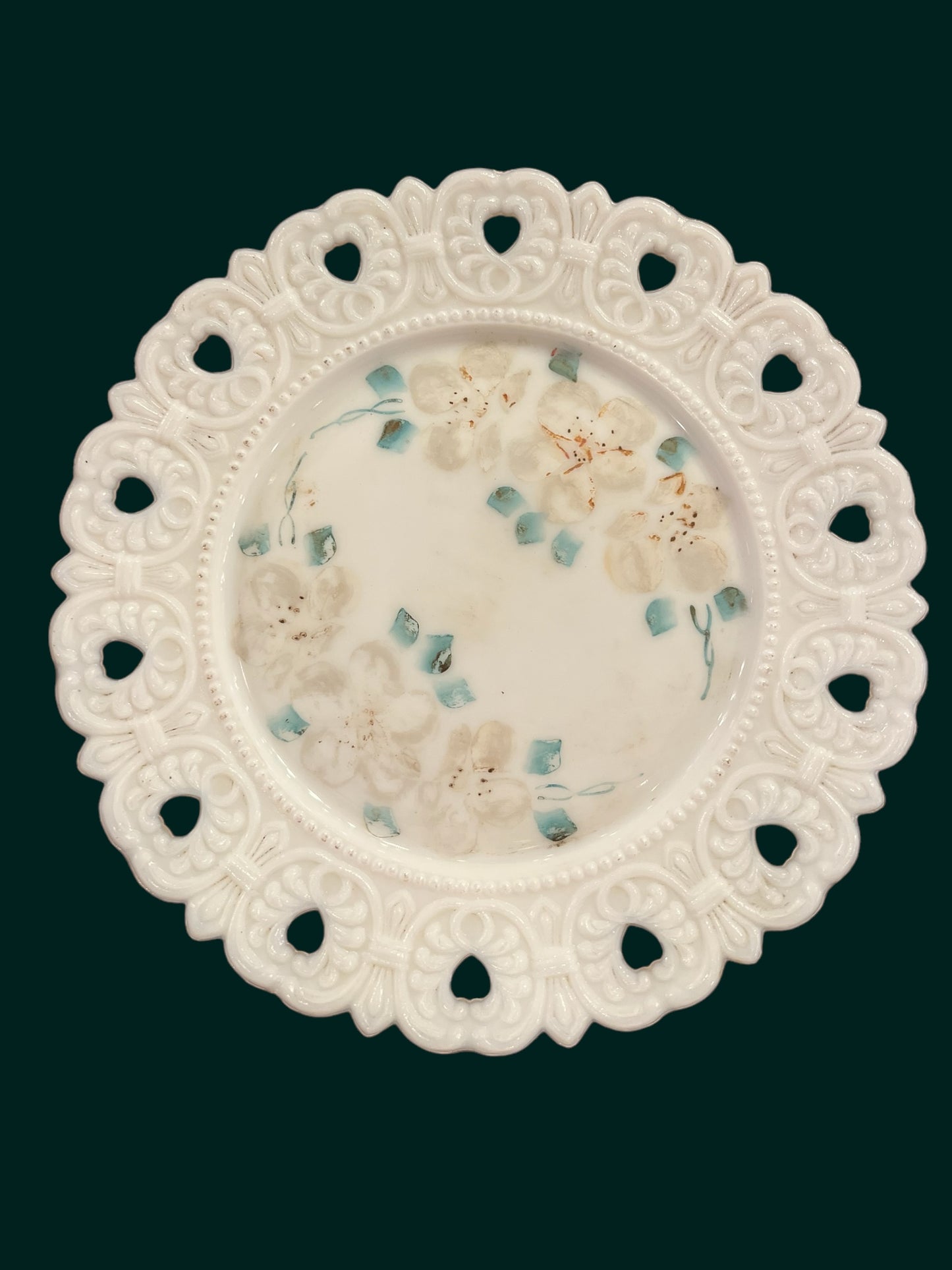 Hand Painted Milk Glass