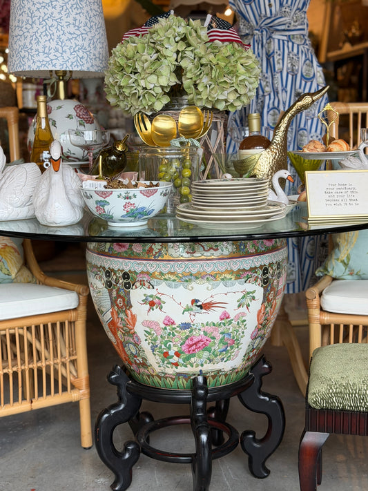 Famille Rose Medallion Porcelain Fish Bowl