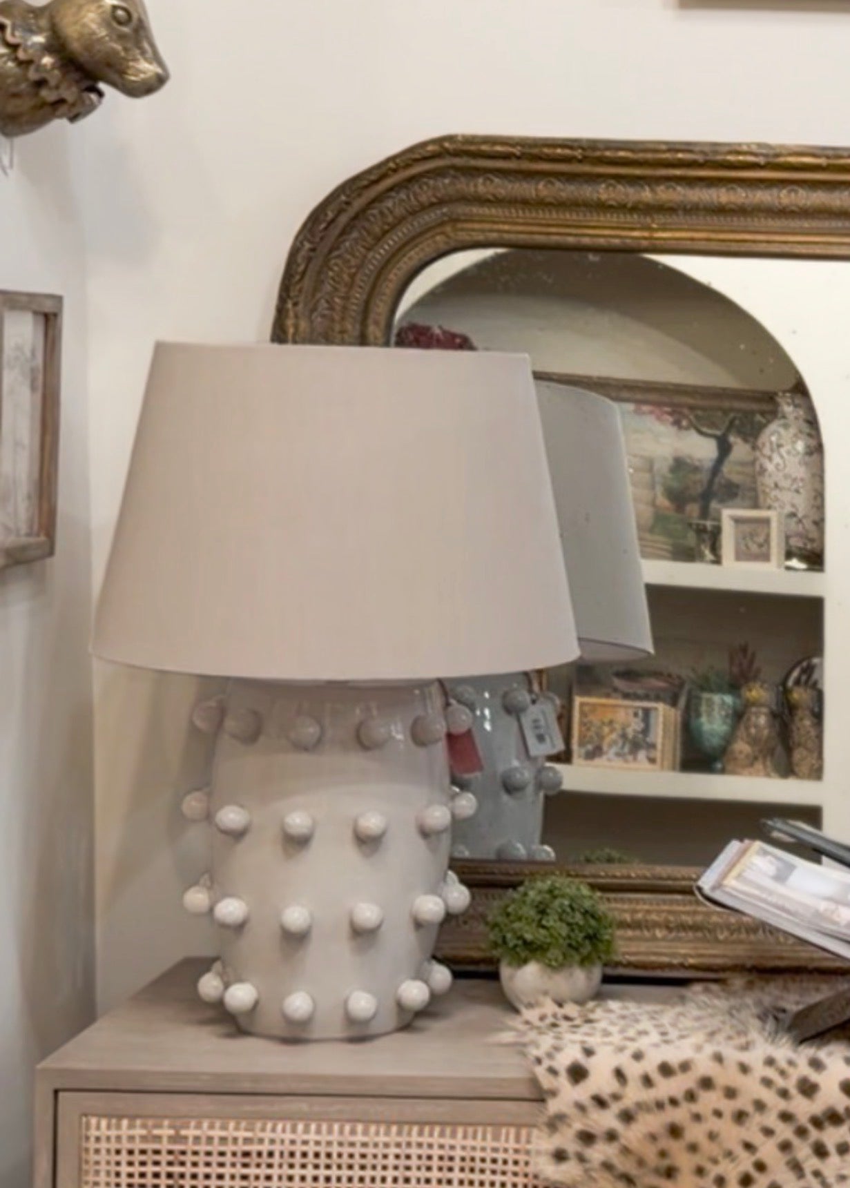 Stoneware Hobnail Lamp