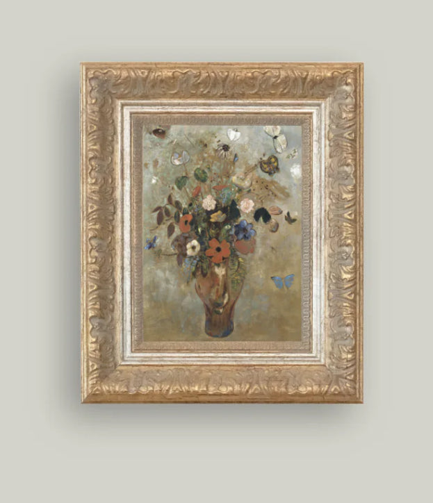 Flower Butterfly Vase Framed Art