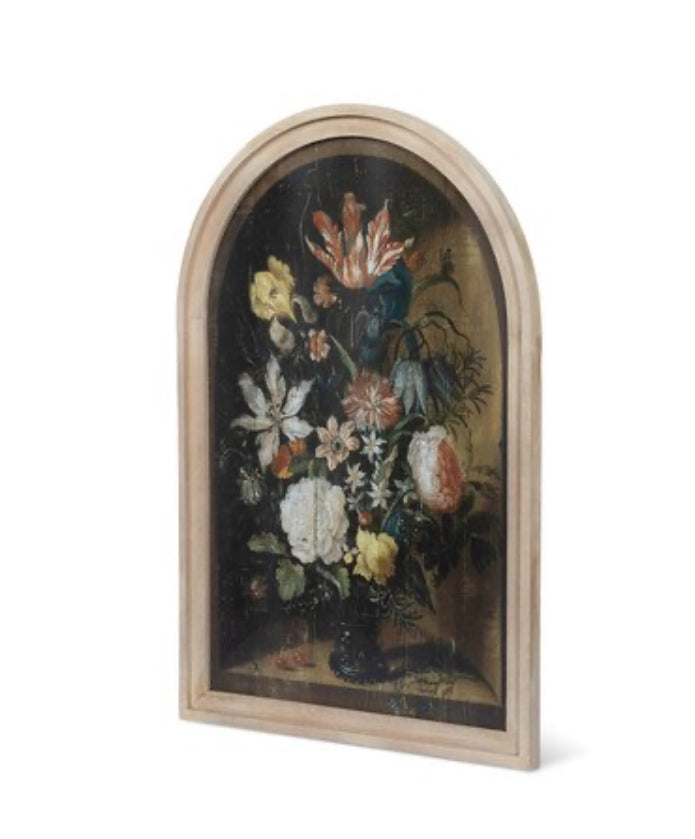 Arched Wood W/ Floral Print