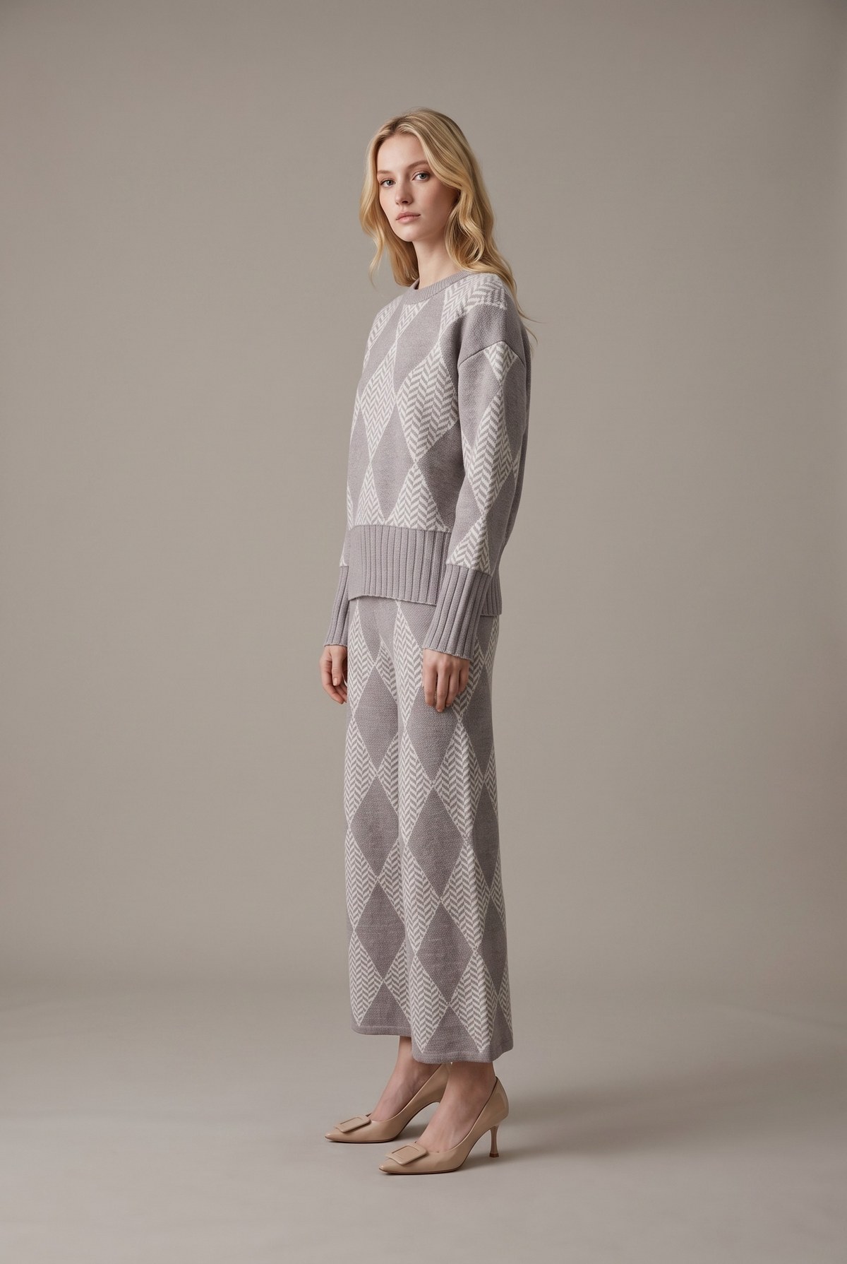 Mocha Diamond Knit Lounge Set