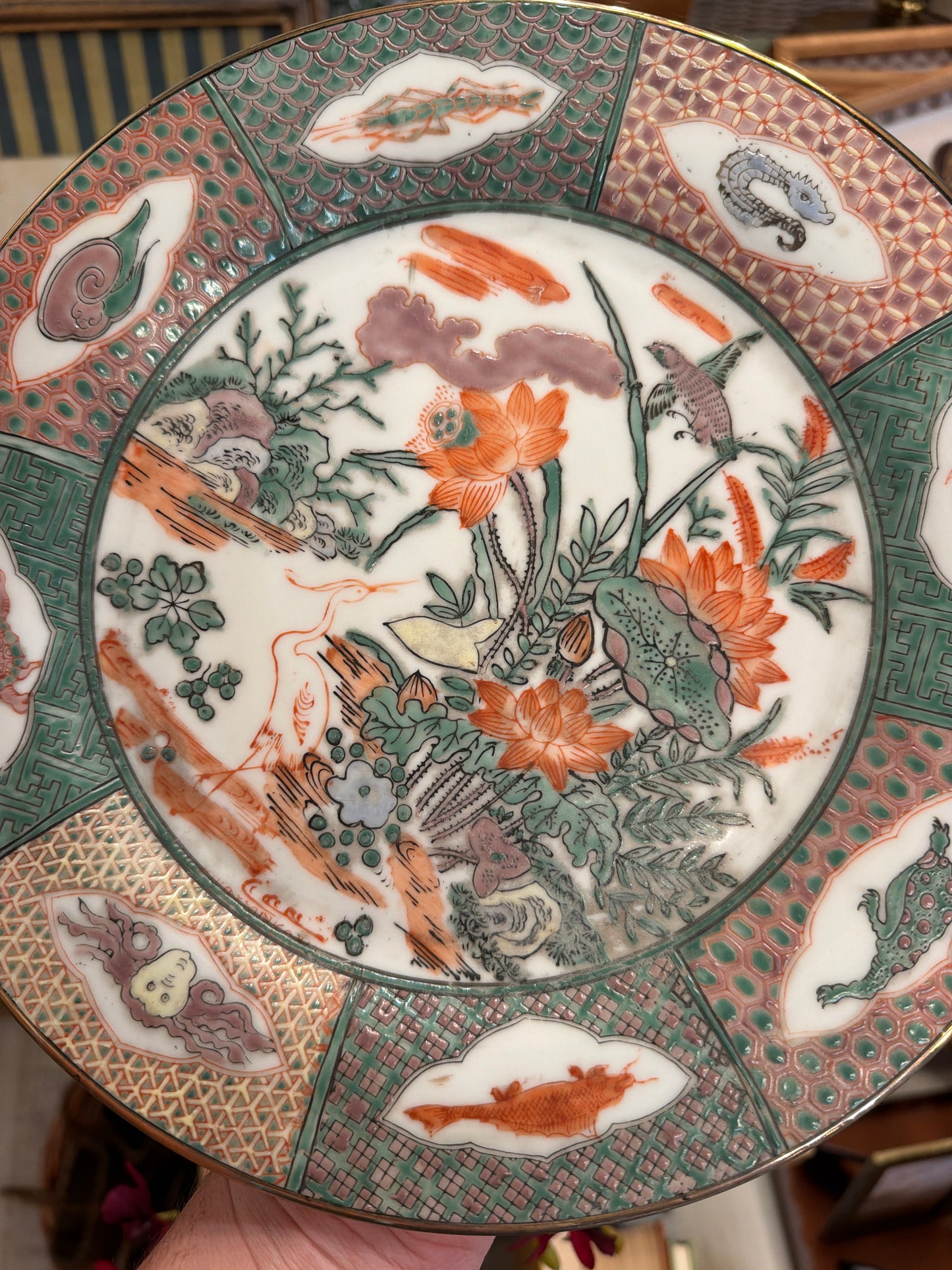 Antique Aquatic Japanese Charger