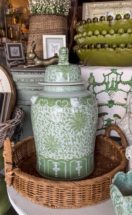 Large Green Ginger Jar