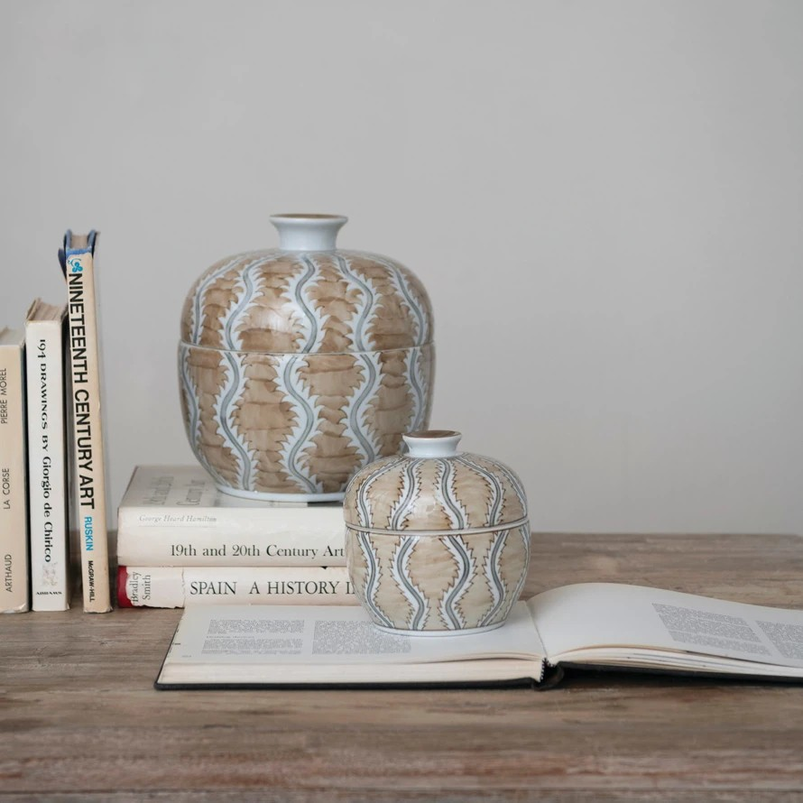 Hand-Painted Stoneware Jar