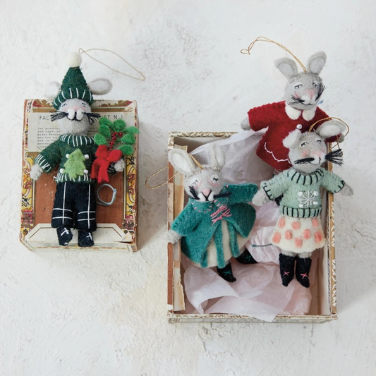 Wool Felt Winter Mouse Ornament