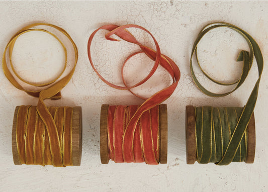 10 Yard Velvet Ribbon with Gold Edge