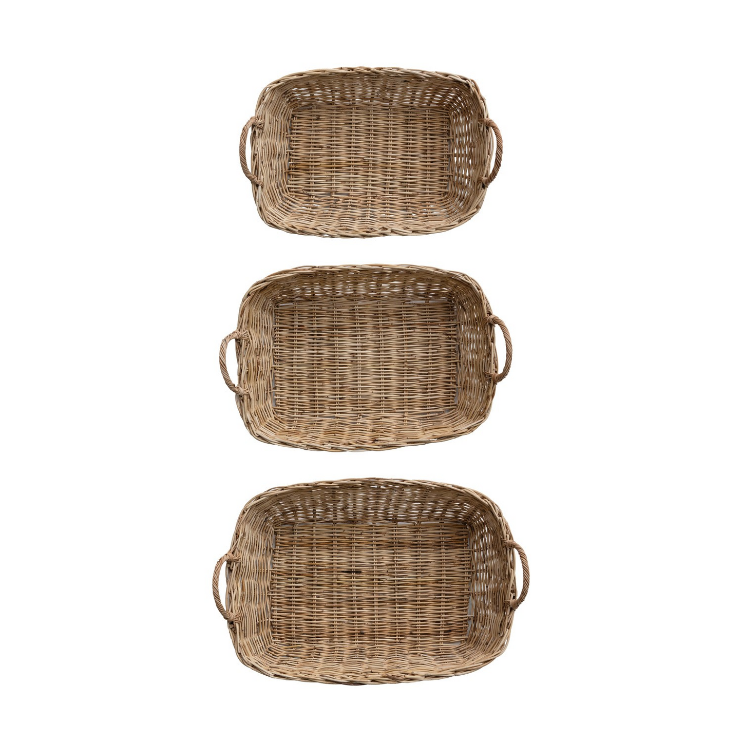 Hand-Woven Rattan Basket with Handles